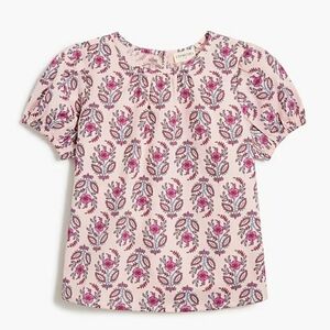 J. Crew Girls' Printed Puff-Sleeve Top